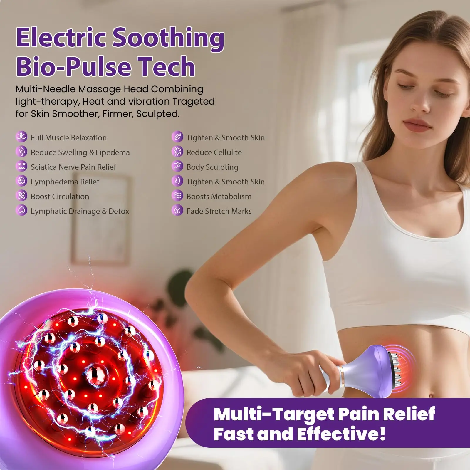 4-in-1 Cordless Body Sculpting Massager with Bio-Pulse Heat Red Light & Vibration - Image 4