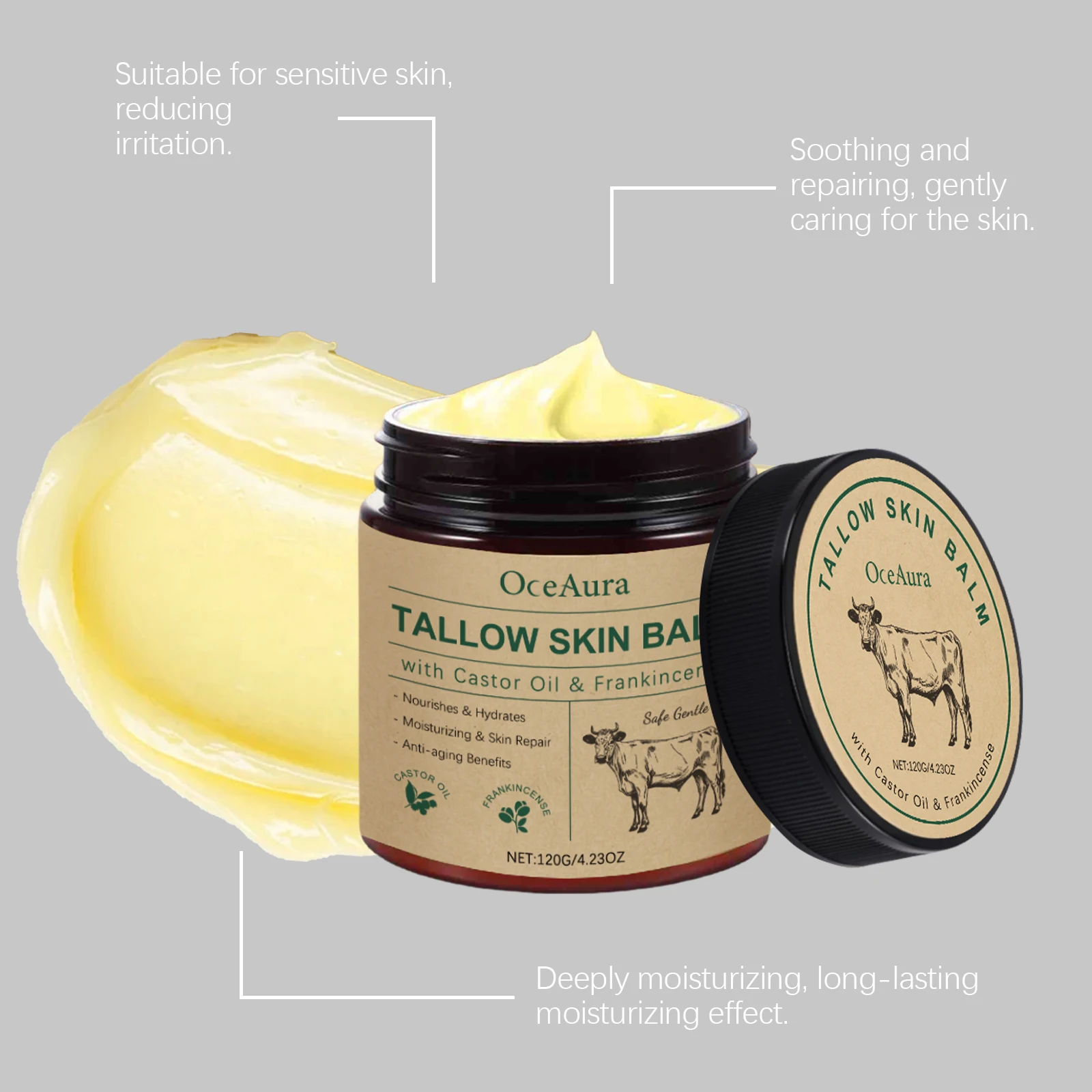 Face Moisturizing, Nourishing and Smoothing Tallow Skin Balm - Image 1