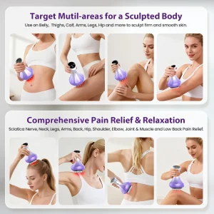 4-in-1 Cordless Body Sculpting Massager with Bio-Pulse Heat Red Light & Vibration - Thumbnail Image 7