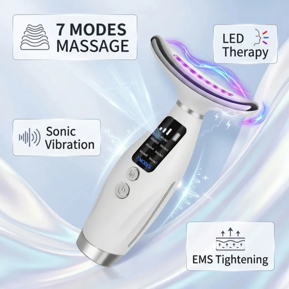 Neck & Face Lifting Massager with 7 Colors Light LED Photon Therapy - Image 2