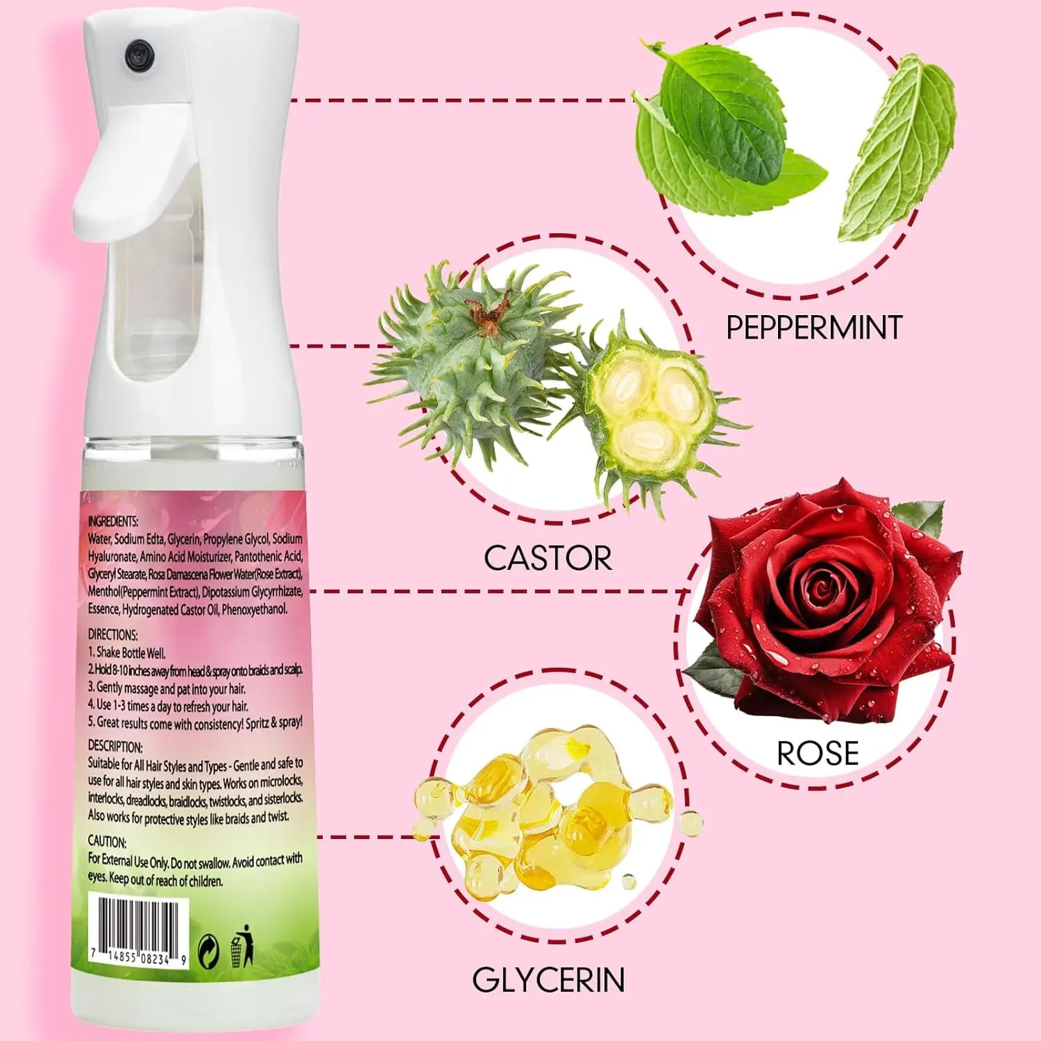 Rose Mist Leave In Conditioning Hair Spray - Image 2