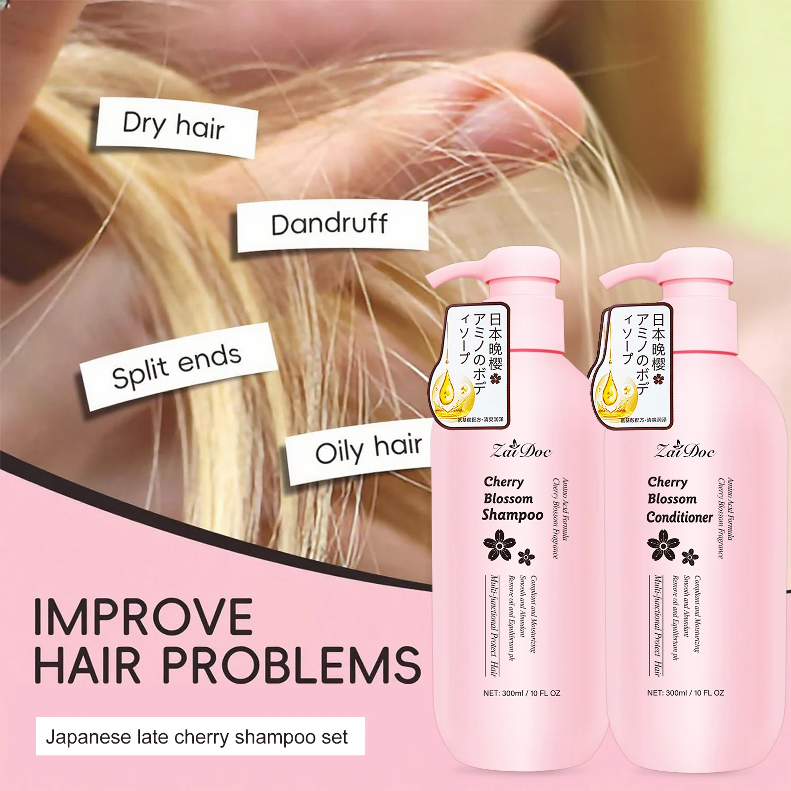 Cherry Blossom Shampoo and Conditioner Set for Smooth Silky Shine Repair to Dry/Damaged Hair - Image 5