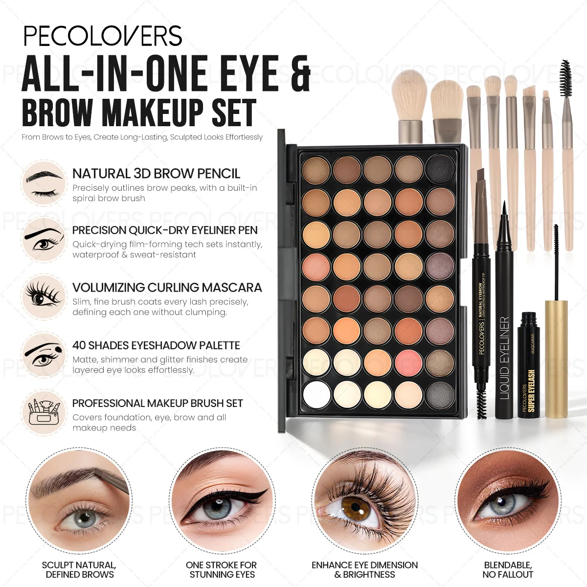 12PCS All-in-One Eye & Brow Makeup Set - Image 2