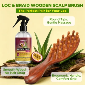 Passion Fruit No Rinse Leave In Hair Spray and Wooden Scalp Brush - Thumbnail Image 5