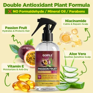 Passion Fruit No Rinse Leave In Hair Spray and Wooden Scalp Brush - Thumbnail Image 2