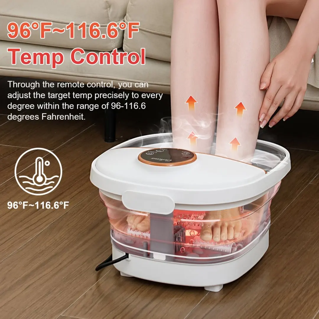 Collapsible Electric Foot Spa Massaging & Heat Soaker Tub with Remote Control - Image 3