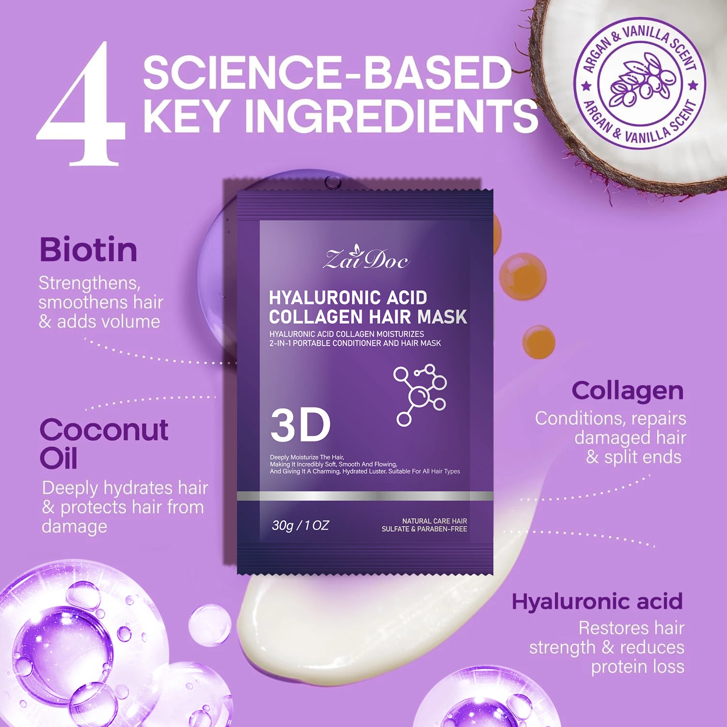 Hyaluronic Acid Collagen Hair Mask - Image 3